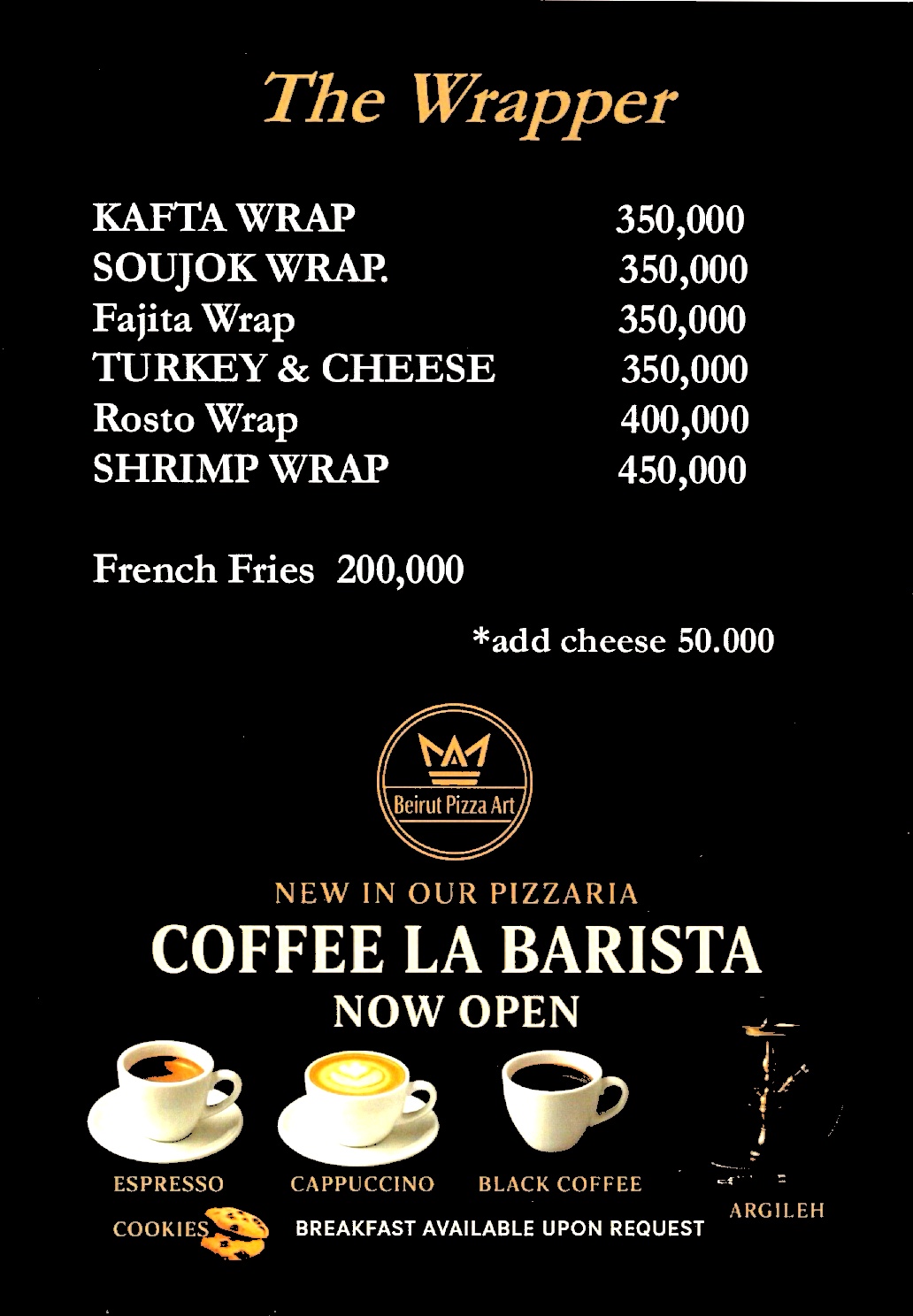 Beirut Pizza Art Menu Page 2